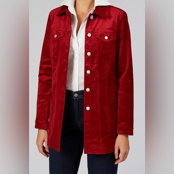 Chico's Jackets & Blazers - Chico's Claret crushed velvet LS jacket NWT regularly $139 Chicos size 0 or 4/6